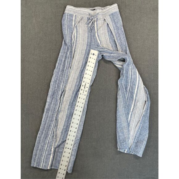 Coastal Linen Split Leg Pants Express Women XS Blue White Striped Beachy Relaxed - Picture 4 of 10